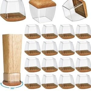 16 Pack Chair Leg Floor Protectors for Hardwood Floors Square Rubber